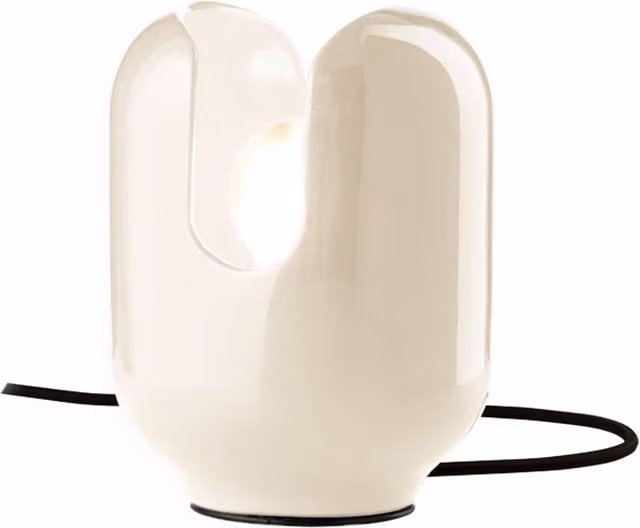 Lampada da tavolo Ferroluce Batucada in ceramica beige stile Art Déco con attacco E27