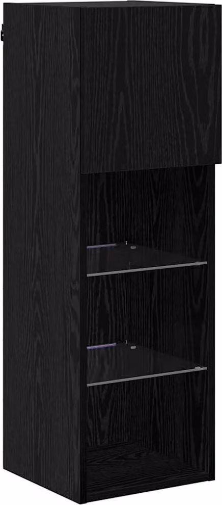Mobile TV da Parete con LED Rovere Nero 30,5 x 30 x 90 cm