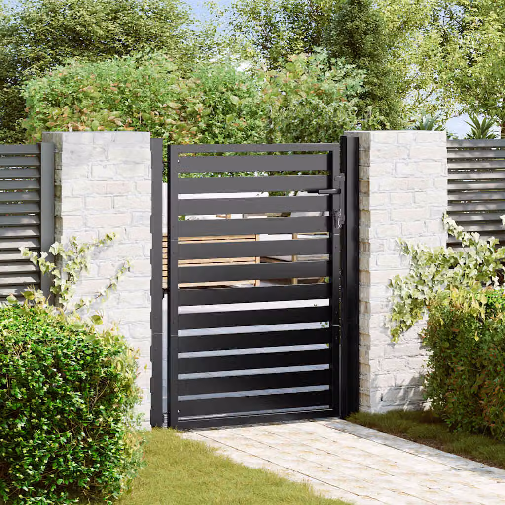 Cancello da giardino con serratura vidaXL in alluminio nero L: 100 cm, H: 120 cm