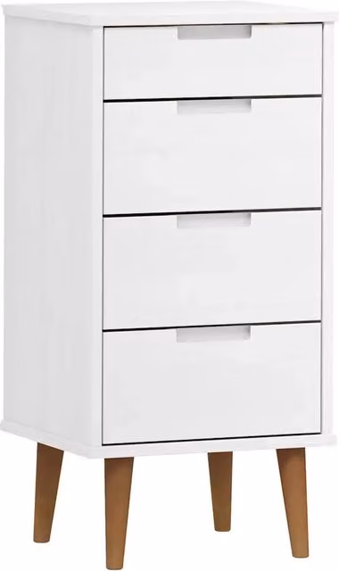 Cassettiera MOLDE Bianca in Legno Massello di Pino L: 40 cm, P: 35 cm, H: 82 cm – 1