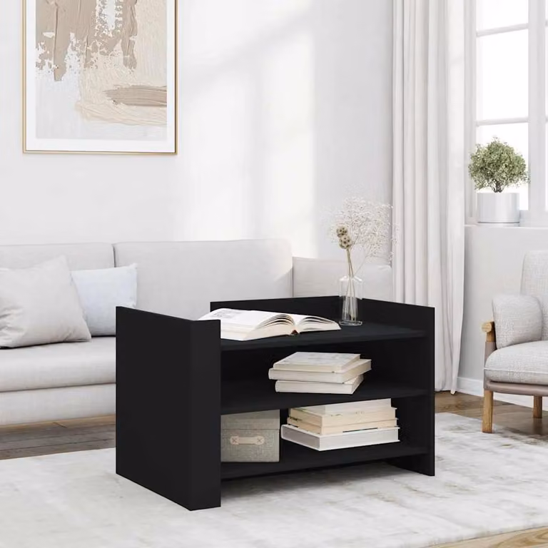 vidaXL Tavolino da Salotto Moderno Nero in Legno, L 80 x P 50 x H 50 cm
