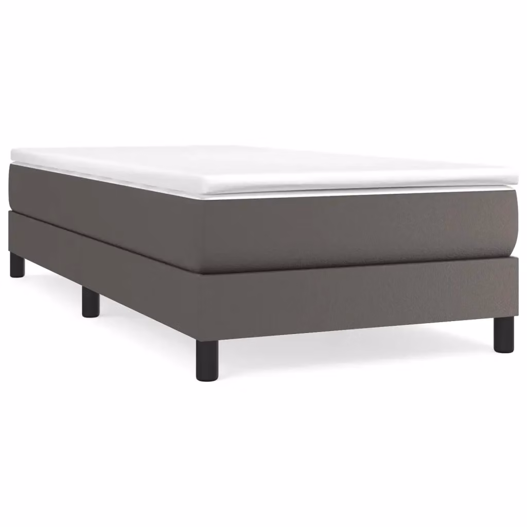 Letto a molle ibrido con materasso vidaXL in similpelle e tessuto grigio e bianco L/P/H: 190 x 90 x 25 cm – 2