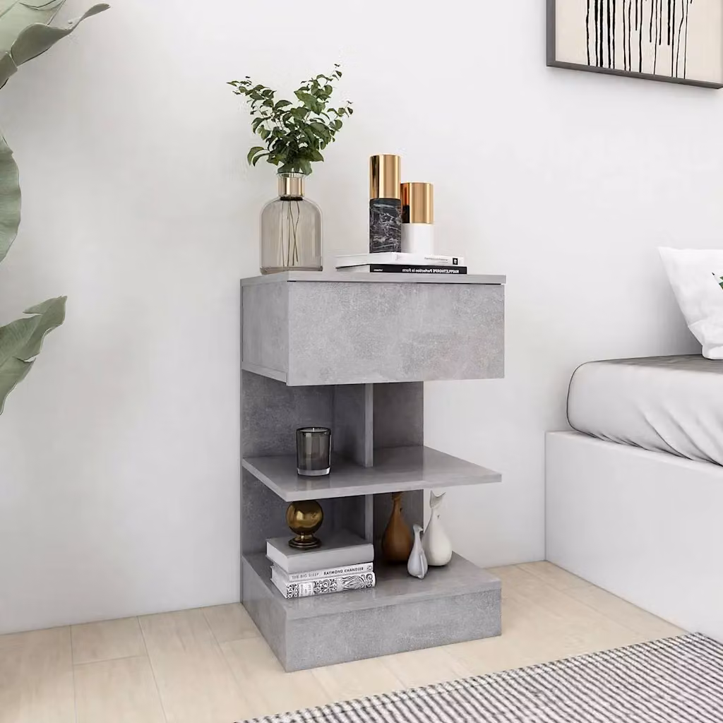 Set di 2 comodini moderni vidaXL in legno MDF grigio opaco L/P/H: 40 x 35 x 65 cm