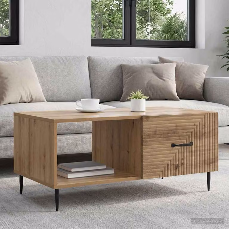 vidaXL Tavolino da salotto rettangolare in stile industriale, colore marrone, L: 90 cm, P: 50 cm, H: 40 cm