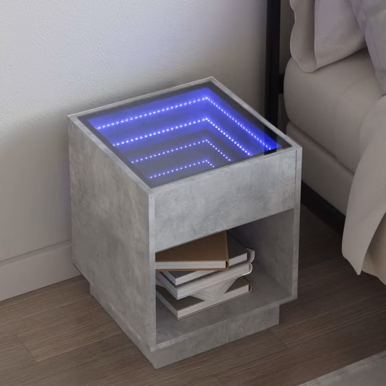 Comodino con LED Infinity vidaXL Grigio Cemento L/P/H: 40 x 40 x 50 cm