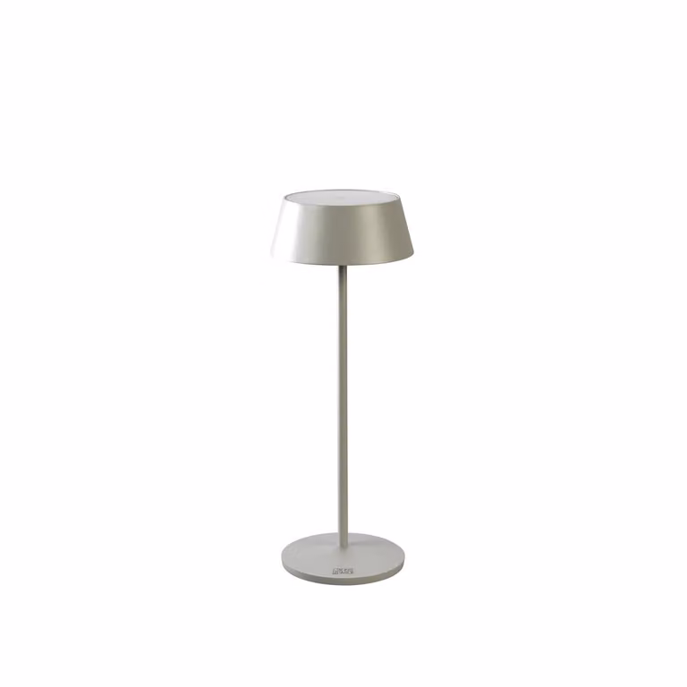 Kontsmide 7839-300 Menton Lampada da tavolo USB | grigia | per interni | senza fili | 2200K/2700K | 9–20 ore di autonomia della batteria | 11 x 11 x 30 cm | base di ricarica inclusa