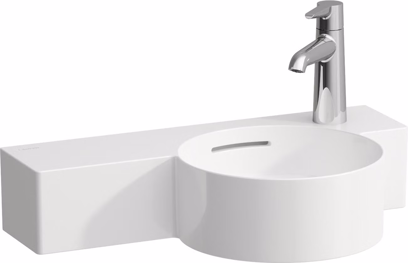 LAUFEN VAL Lave-mains, 1 trou de robinetterie à droite, tablette à gauche, avec trop-plein, coupant, 550x315mm, H815284A008121, H815284A008121