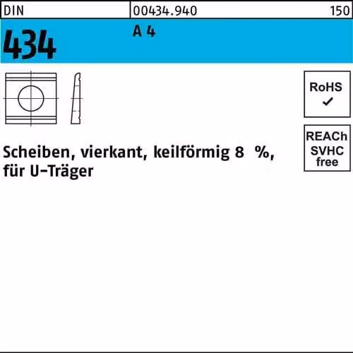 Rondelle Reyher DIN 434 A 4 22 inclinazione 8 % A 4 004349400220000 (10 pezzi)