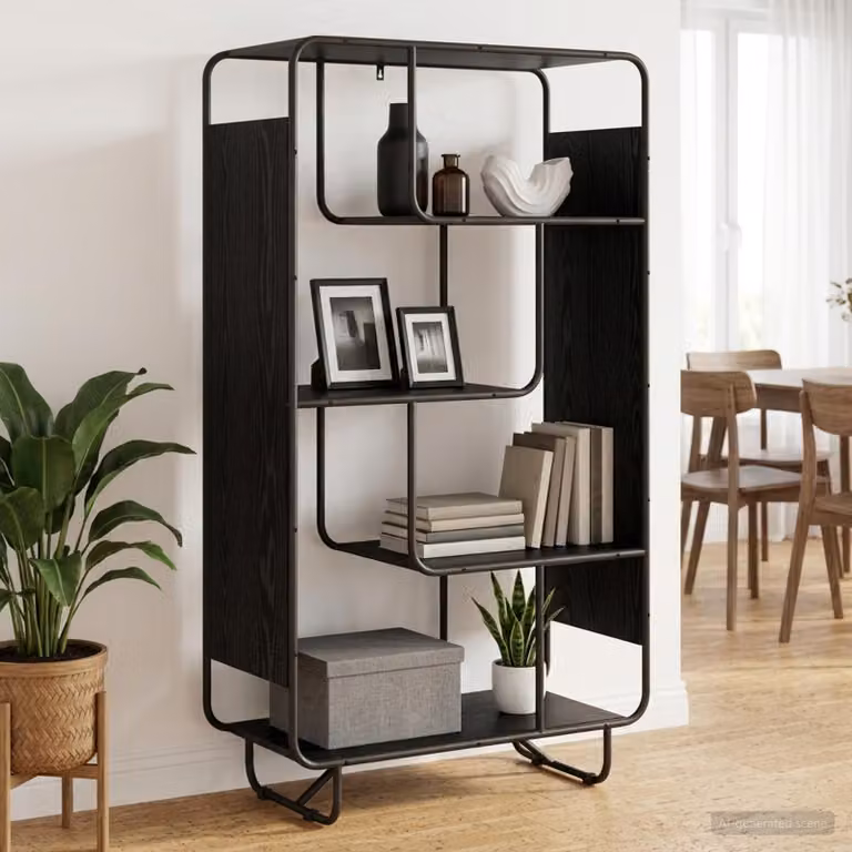 Credenza stile industrial vidaXL in legno e metallo, colore nero e marrone, L: 80 cm, P: 37.5 cm, H: 144 cm