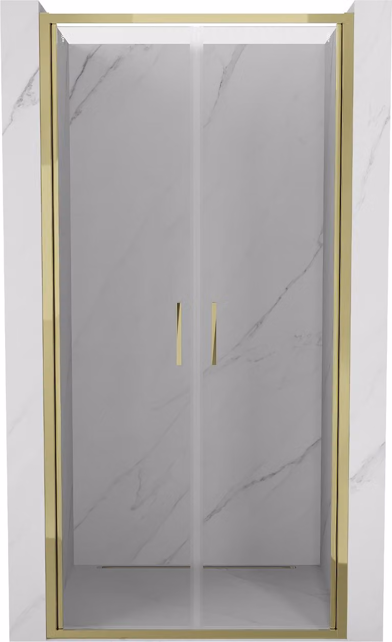 Mexen Exo porte doccia doppie a battente 80 cm, trasparente, oro - 814-080-000-50-00