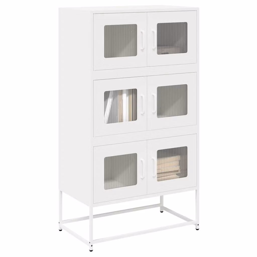 Credenza moderna vidaXL in metallo bianco con ante a battente L/P/H: 68 x 39 x 123 cm