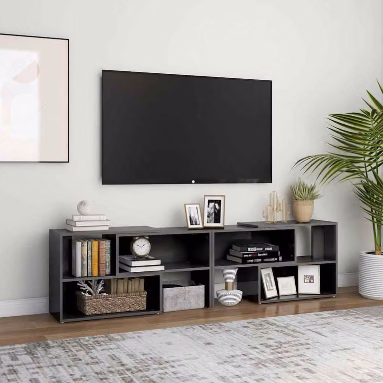 vidaXL Mobile Porta TV Grigio Lucido in Legno Multistrato e MDF L: 149 cm, P: 30 cm, H: 52 cm