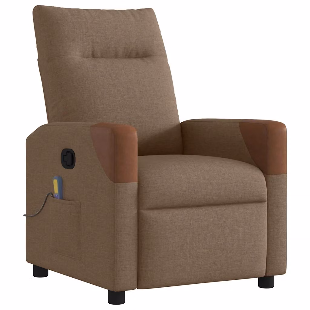 Poltrona Relax Reclinabile vidaXL in Tessuto Marrone con Braccioli e Regolazione Manuale – 2