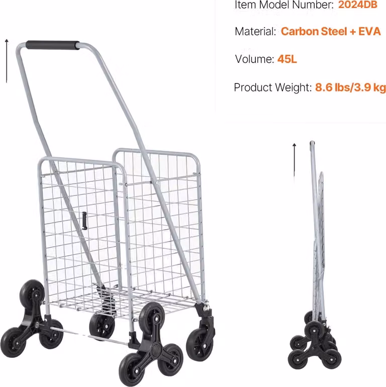 Carrello spesa pieghevole, capacità di carico 40 kg, volume 45 l, 88 libbre