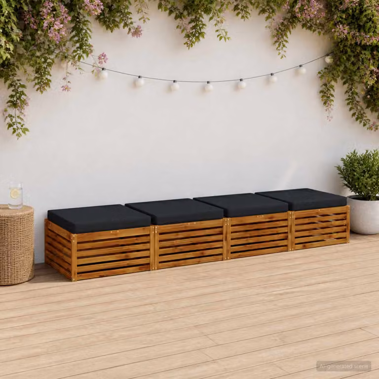 Set di 4 cuscini per sedia vidaXL SOEST in poliestere con imbottitura in schiuma, lavabili e resistenti ai raggi UV, disponibili in blu o nero