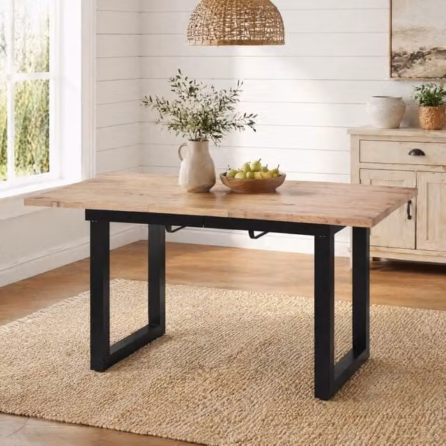 Tavolo da pranzo allungabile 140/180x80x75 cm effetto rovere e nero industriale