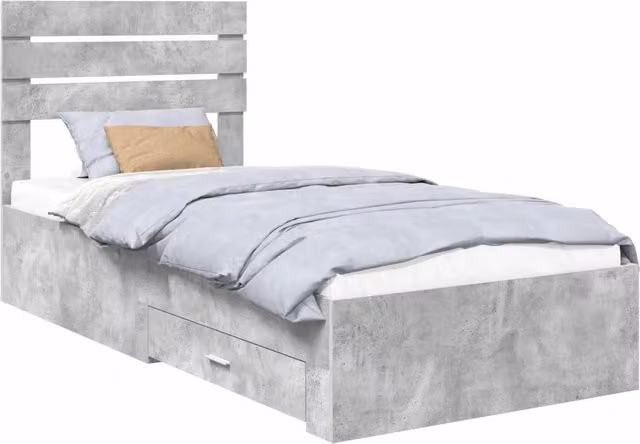 Letto singolo | Letto per adulti | Struttura del letto con cassetto con testiera Legno multistrato