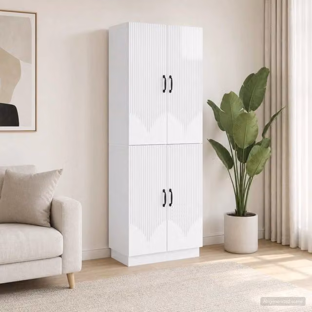 Set di armadi 2 pz Bianco Lucido Legno ingegnerizzato 3416785