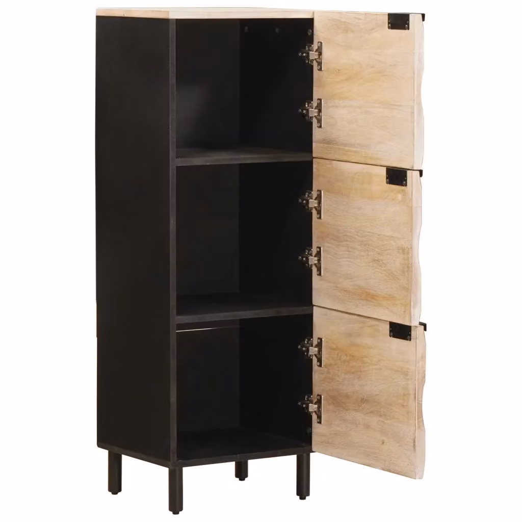 Credenza moderna vidaXL in legno di mango e metallo, finitura bianco opaco, L: 40 cm, P: 33 cm, H: 110 cm – 2