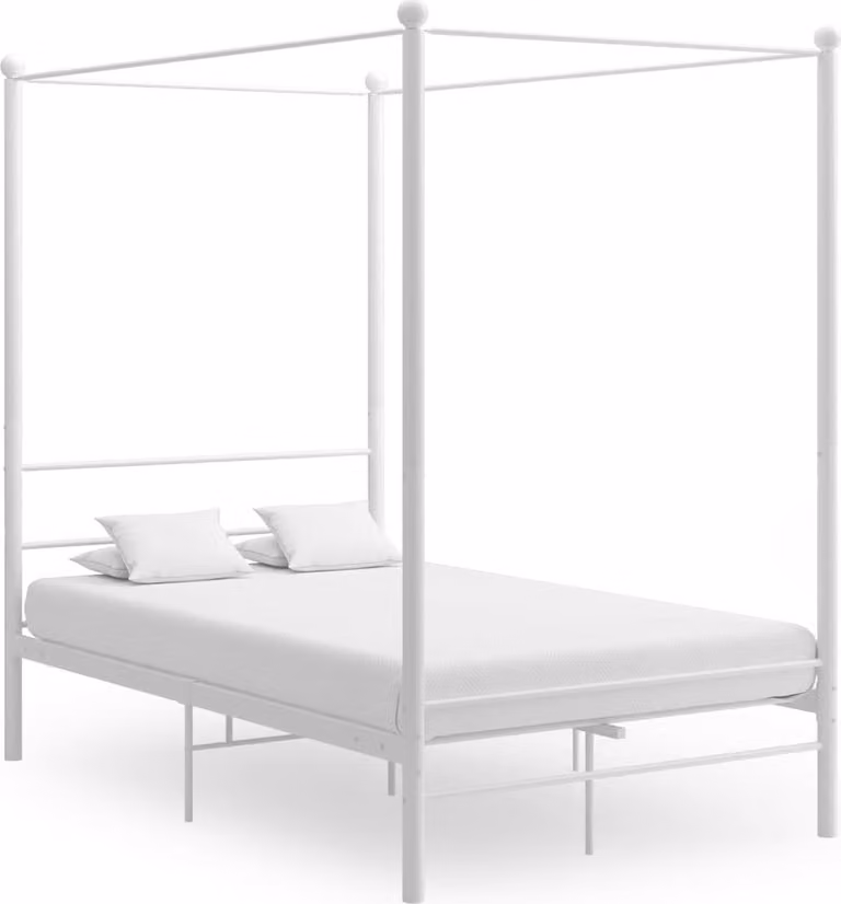 The Living Store letto a baldacchino in metallo bianco 140x200 cm