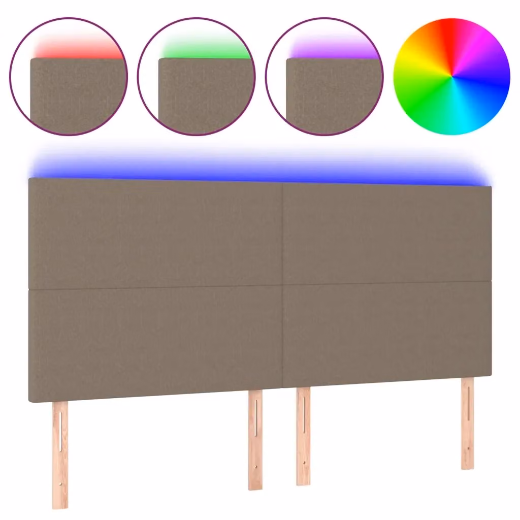 Testiera con LED e porta USB vidaXL in tessuto beige/grigio, L/P/H: 180 x 5 x 118/128 cm – 2