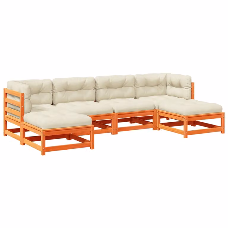 Maison Exclusive - Set Divani Giardino 6pz con Cuscini Marrone Cera Massello Pino
