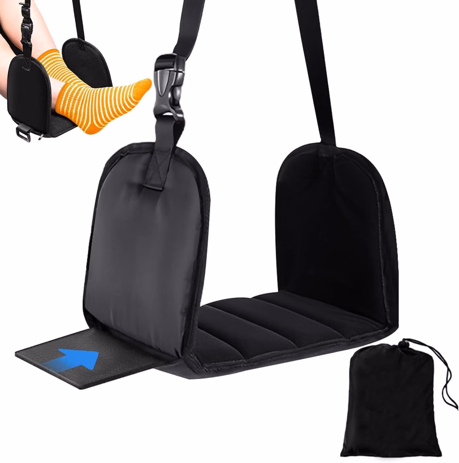Supporto per i piedi per aereo, regolabile in altezza, realizzato in tessuto Oxford idrorepellente, confezione singola, ideale per i viaggi
