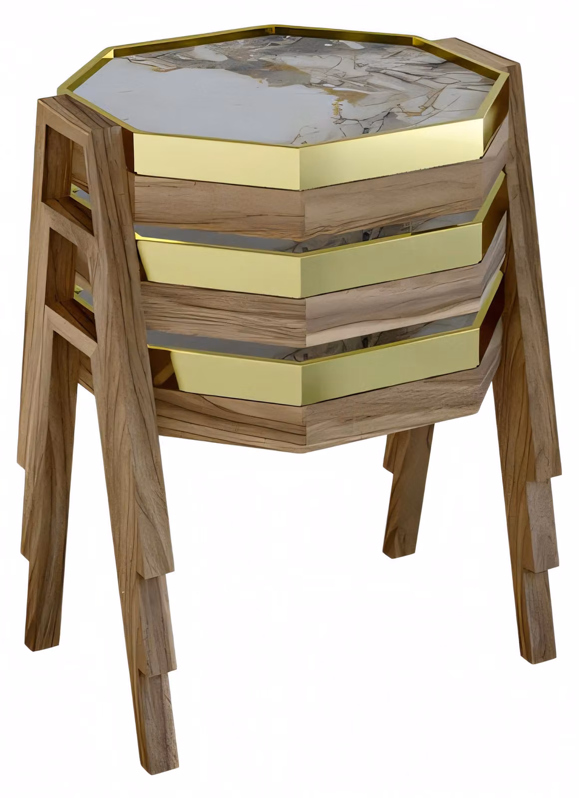 Couchtisch-Set aus Holz in Braun modern eleganter Stil