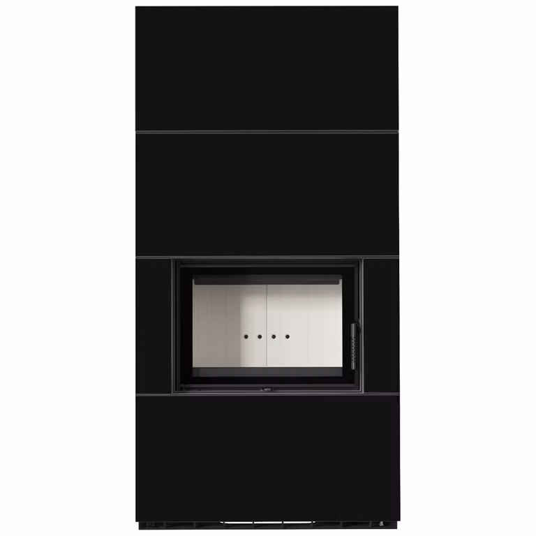KRATKI FLOKI BOX 8 kW Ø 160 sinterizzato al quarzo NERO ASSOLUTO kit caminetto con porta a molla