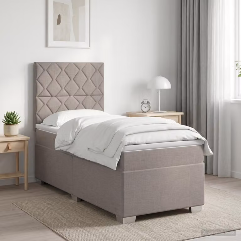 Letto box spring con materasso vidaXL in tessuto Tortora L 90 x P 190 cm