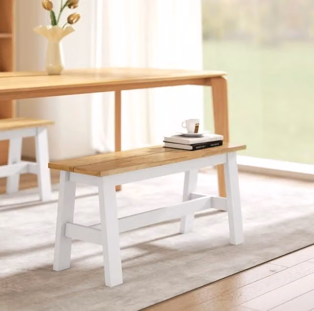 Panca in legno per 2 persone 95 cm effetto rovere bianco