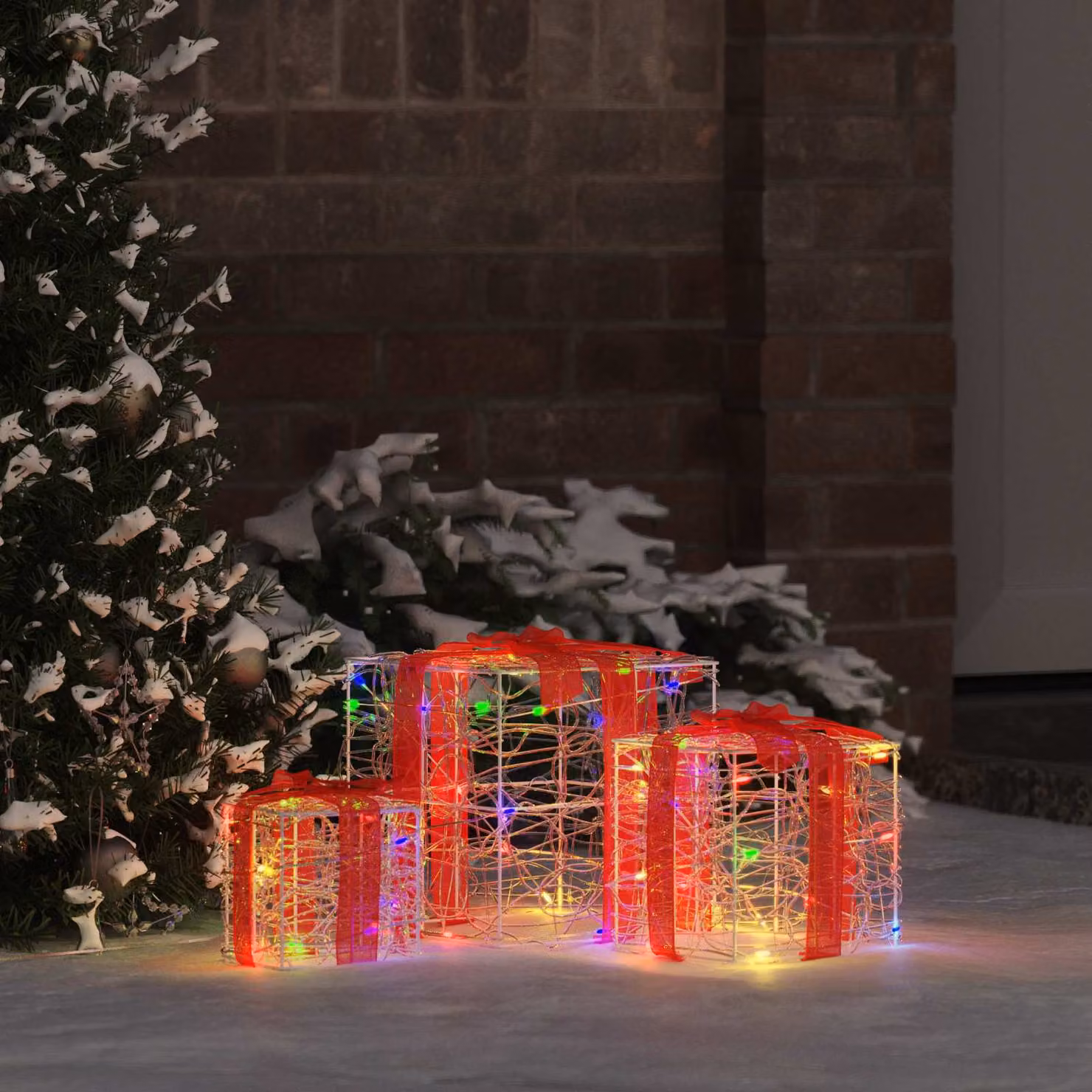 Set di 3 Scatole Regalo LED Multicolore vidaXL con Telecomando, L/P/H: 20 x 20 x 20 cm