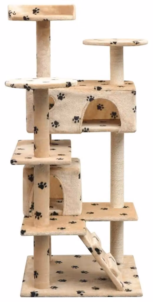Albero per gatti con tiragraffi, altezza 125 cm, colore beige