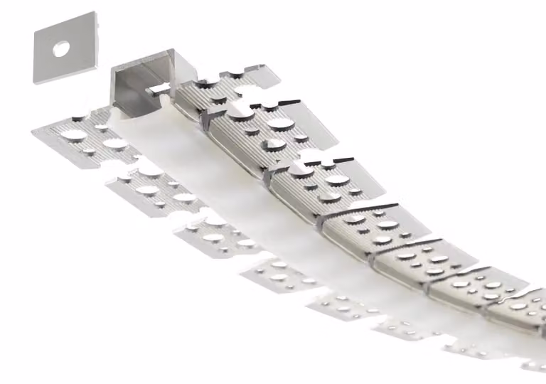 ARELUX PRF046, profilo per strisce LED, modello 15x13 mm, lunghezza 3 metri, flessibile, diffusore incluso, con 2 tappi terminali