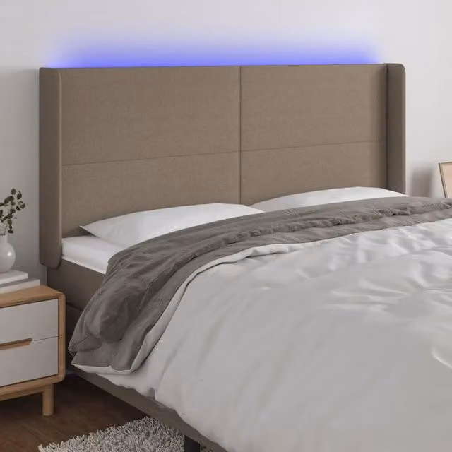 Testiera a LED-Testata con LED Tortora 163x16x118/128 cm in Tessuto 813138