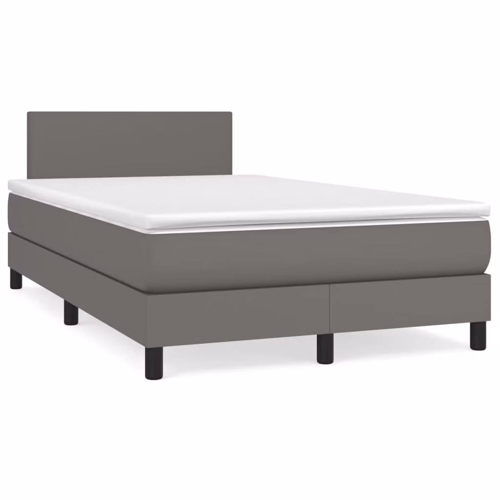 vidaXL Giroletto a Molle con Materasso in Similpelle Grigio e Bianco, L/P/H: 120 x 200 x 88 cm – 1