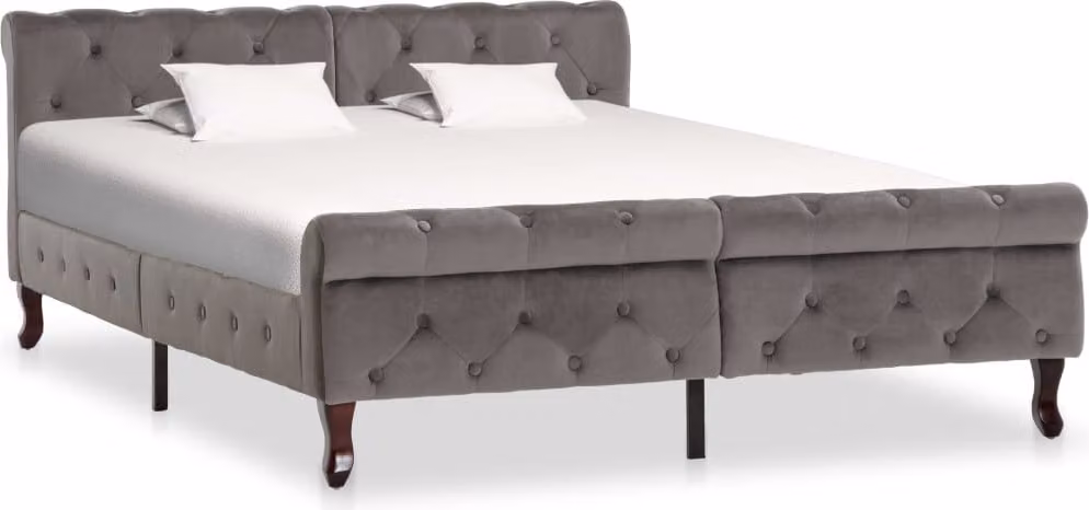 The Living Store Letto in velluto grigio 140 x 200 cm