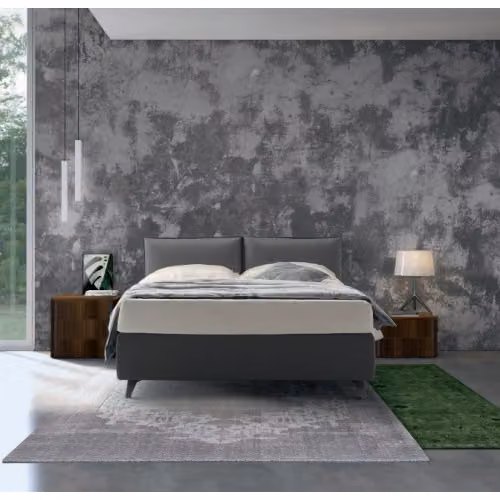 Letto matrimoniale imbottito fisso o con contenitore Twin