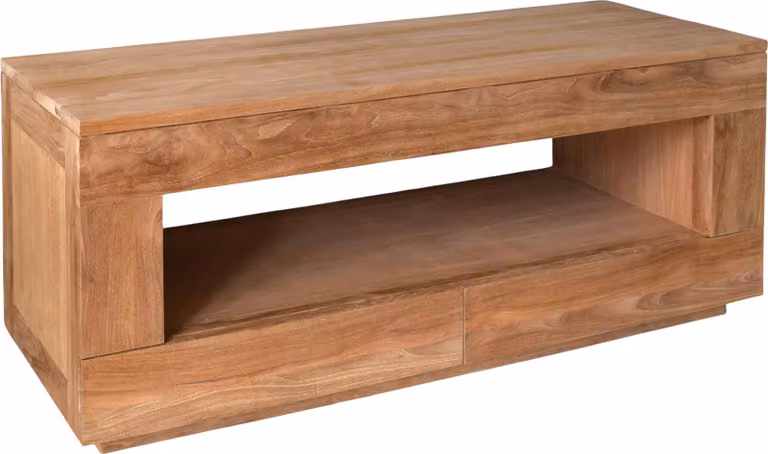 Mobile basso in teak, modello Hassela, 150x60 cm, realizzato in legno massello, resistente agli agenti atmosferici