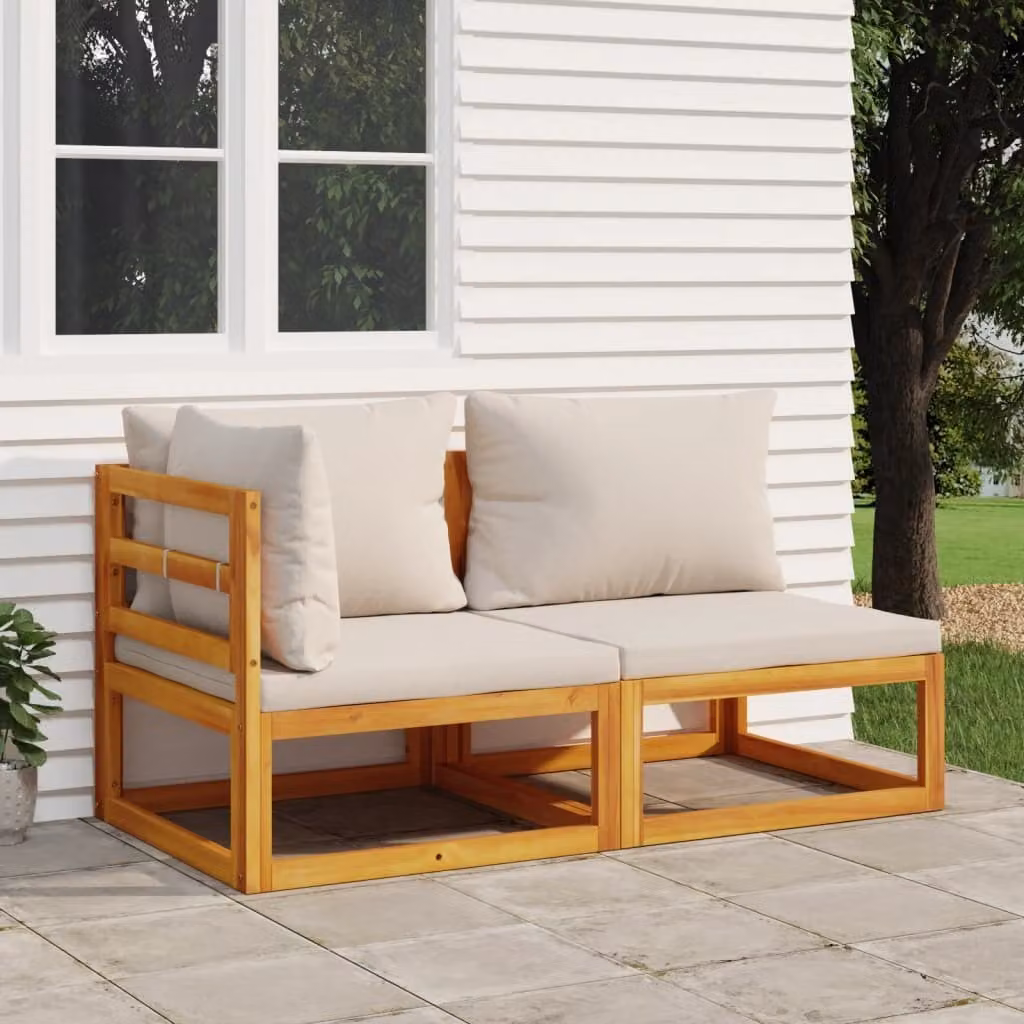 Maison Exclusive - Set divano da giardino 2 pezzi con cuscini in legno massello di acacia