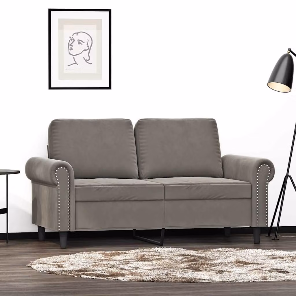 vidaXL Divano a 2 Posti Grigio Chiaro 120 cm in Velluto