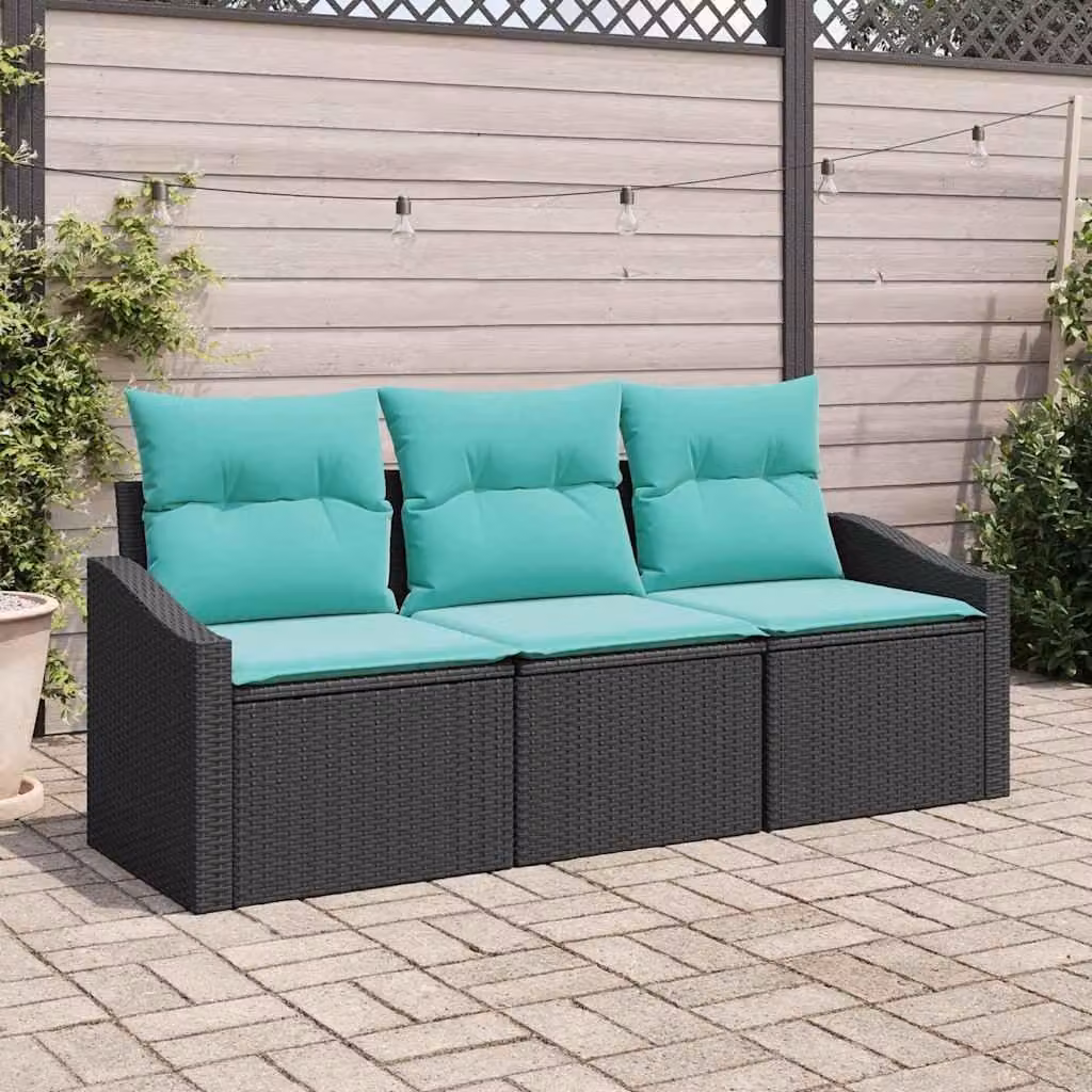 Maison Exclusive - Set di divani da salotto, 3 pezzi, colore nero [Materiale sintetico]: rattan sintetico