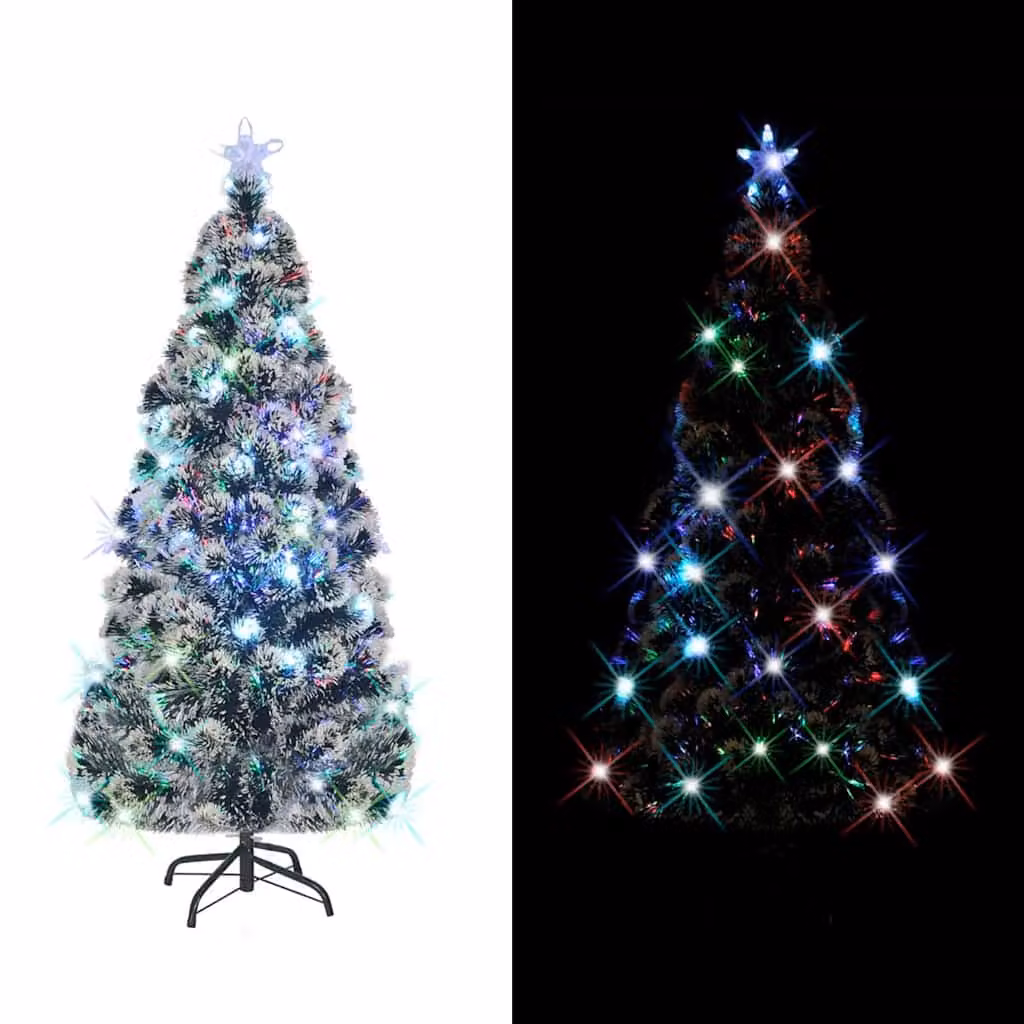 vidaXL Albero di Natale Preilluminato con Supporto e LED 150 cm Fibra Ottica