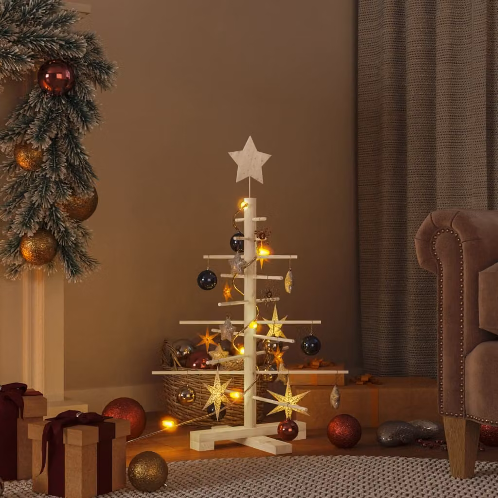 vidaXL Albero di Natale Decorativo in Legno 75 cm Legno Massello Pino