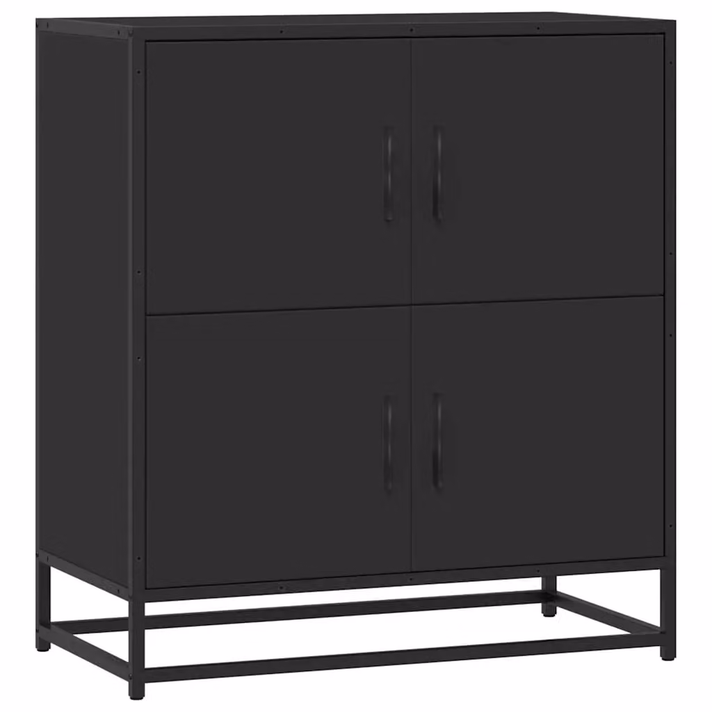 Credenza a parete in stile industrial vidaXL in metallo e MDF nero – 2