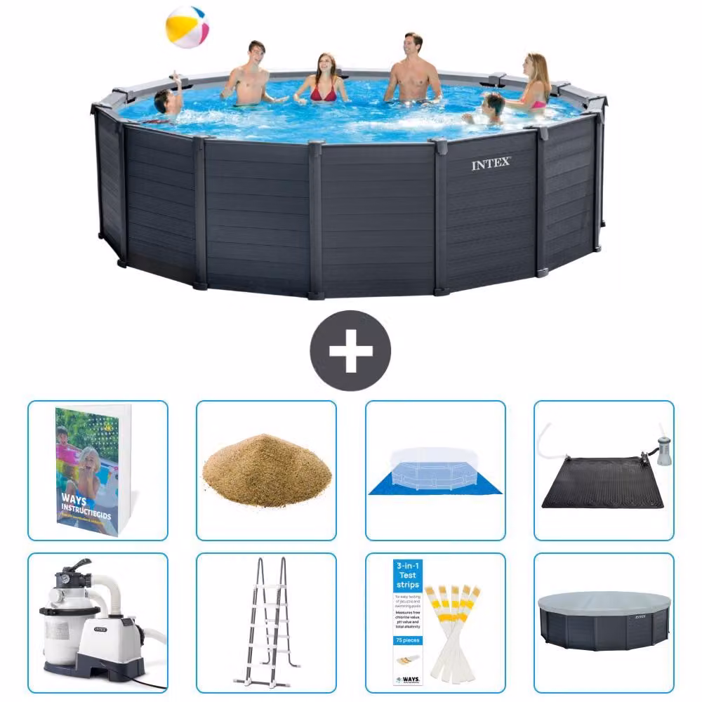 Pannello per piscina in grafite, modello Rund - 478x124 cm - composto da 7 elementi, codice S591