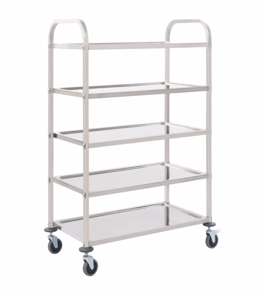 Carrello da Cucina a 5 Livelli 107x55x147 cm in Acciaio Inox