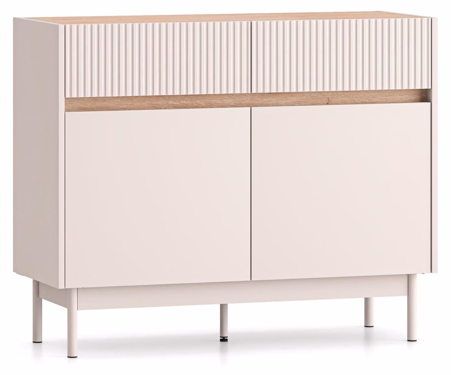 Selsey Dunea – Credenza a 2 ante con 2 cassetti, grigio cashmere/effetto legno di quercia, 104 cm