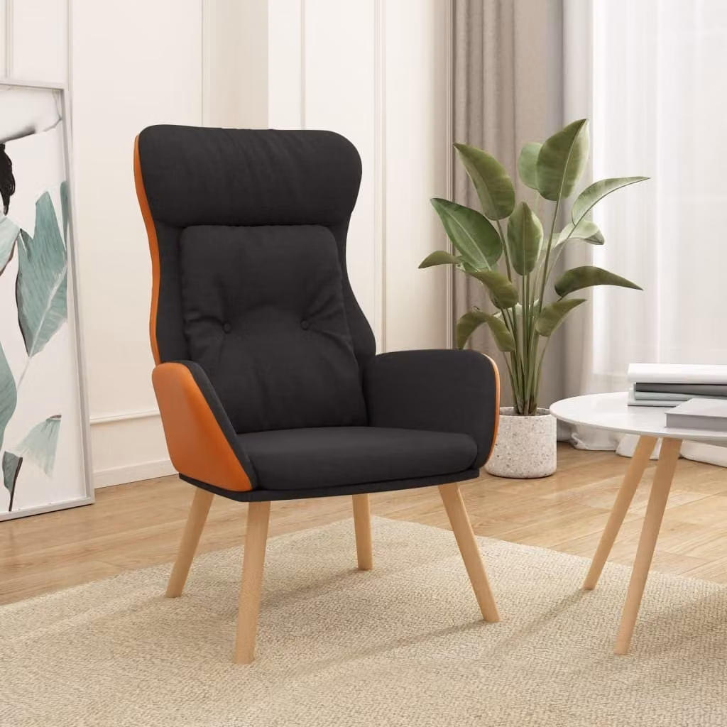 The Living Store reclinabile in tessuto nero e PVC