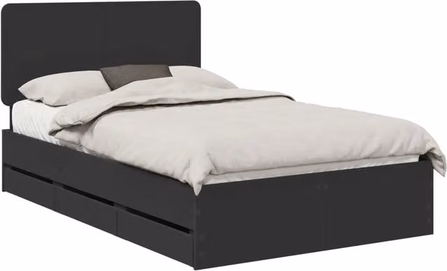 Letto matrimoniale | Letto per adulti | Struttura del letto Nero 120 x 190 cm Legno Ingegnerizzato